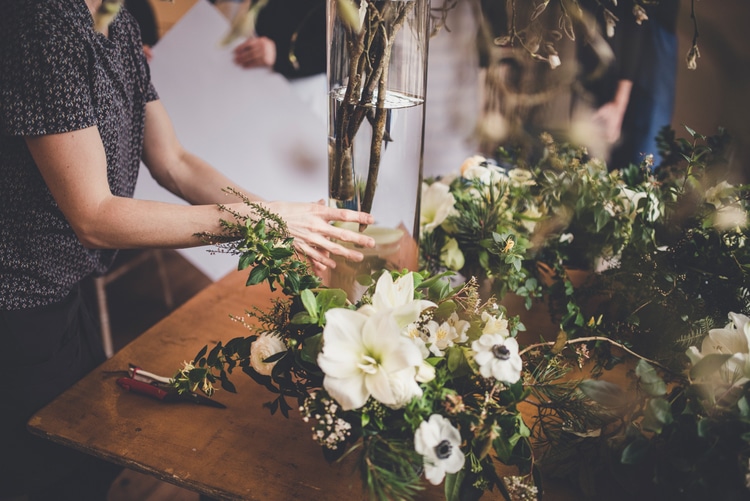 arranging Winter flowers